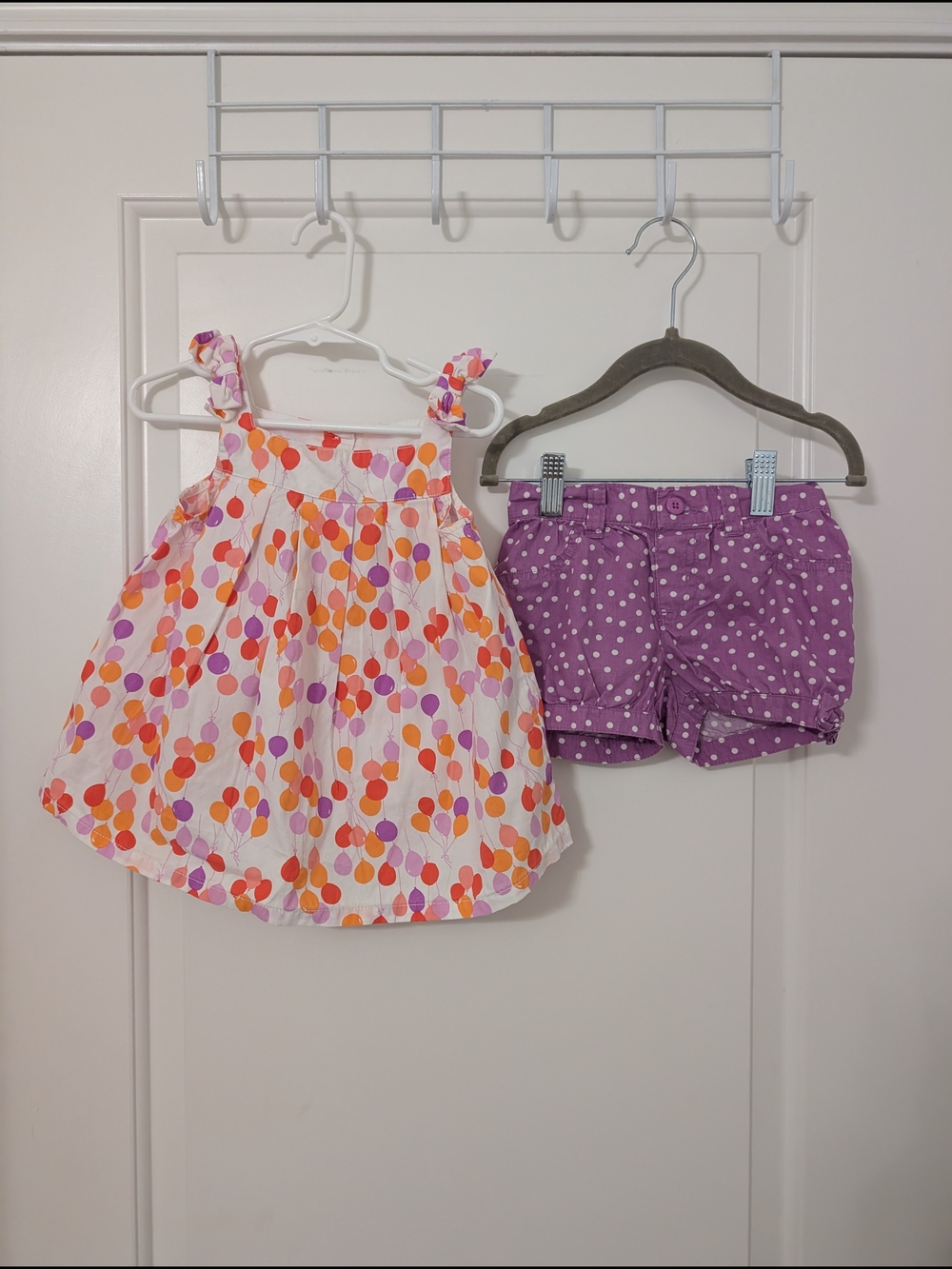 Gymboree Pinwheel Pastels Balloon Print Tank And Purple Polka Dot Shorts Size 3T